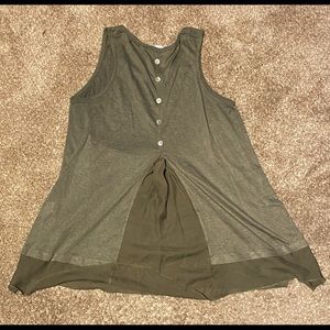Olive Tank with Buttoned Back Size:Large